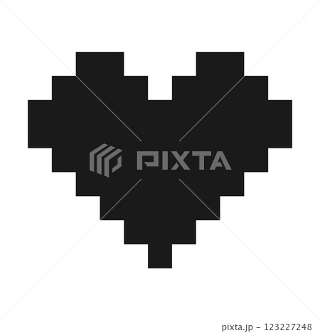 Pixel Art Heart shape Icon Pictogram Sticker. Black Day or St Valentine Day design element concept Pixel Art Heart shape Icon Pictogram Sticker. Black Day or St Valentine Day design element concept 123227248