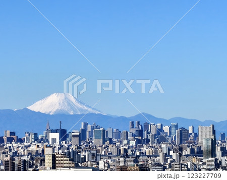 「東京都」東京ビル群と富士山の風景 都市風景 「東京都」東京ビル群と富士山の風景 都市風景 123227709