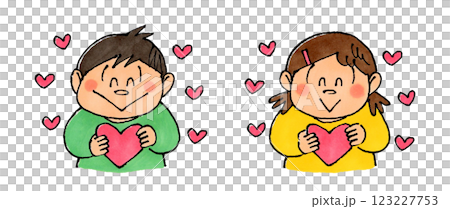 ハートを持つ男の子と女の子 ハートを持つ男の子と女の子 123227753