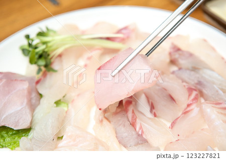 Korean seafood dish. raw fish Sashimi Korean seafood dish. raw fish Sashimi 123227821