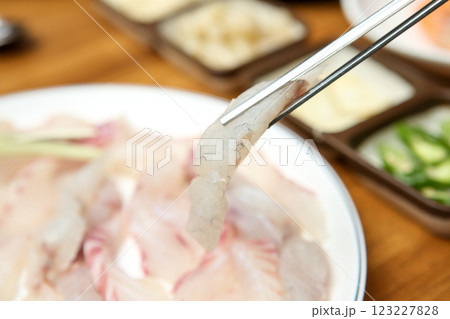 Korean seafood dish. raw fish Sashimi Korean seafood dish. raw fish Sashimi 123227828