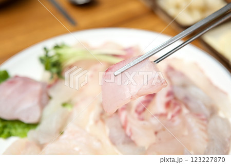 Korean seafood dish. raw fish Sashimi Korean seafood dish. raw fish Sashimi 123227870