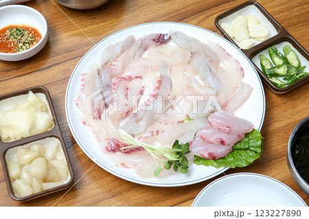 Korean seafood dish. raw fish Sashimi Korean seafood dish. raw fish Sashimi 123227890