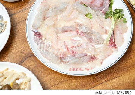 Korean seafood dish. raw fish Sashimi Korean seafood dish. raw fish Sashimi 123227894