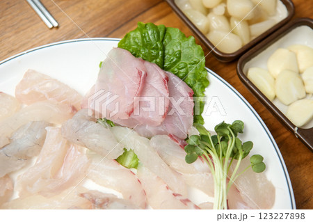 Korean seafood dish. raw fish Sashimi Korean seafood dish. raw fish Sashimi 123227898