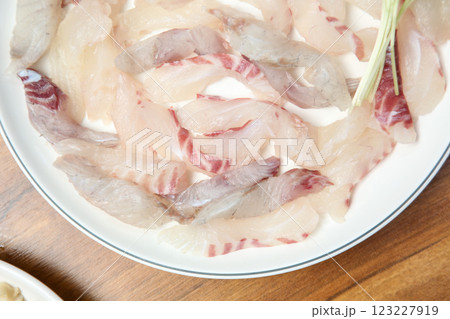 Korean seafood dish. raw fish Sashimi 123227919