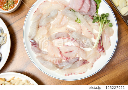 Korean seafood dish. raw fish Sashimi Korean seafood dish. raw fish Sashimi 123227921