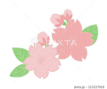 縫い目のあるワッペン風の桜のイラスト 縫い目のあるワッペン風の桜のイラスト 123227928