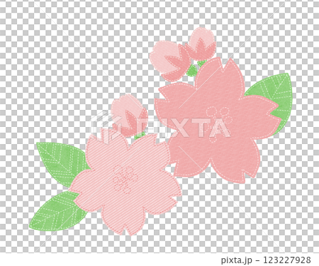 縫い目のあるワッペン風の桜のイラスト 縫い目のあるワッペン風の桜のイラスト 123227928
