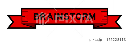 Ribbon label banner with word brainstorm in red color on white background 123228118