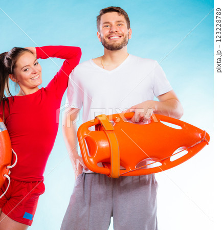 lifeguards on duty with equipment lifeguards on duty with equipment 123228789
