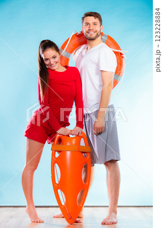 lifeguards on duty with equipment 123228884