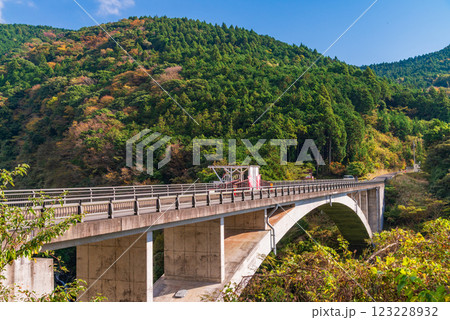 【静岡県】秋の須津川渓谷・渓谷橋（バンジージャンプ台） 123228932