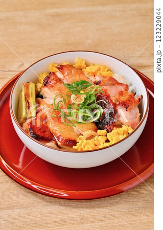鶏モモ肉の照焼き丼、テリヤキ、照り焼き丼。 鶏モモ肉の照焼き丼、テリヤキ、照り焼き丼。 123229044