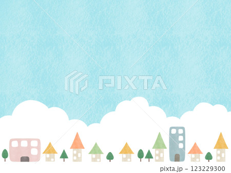 街並み　風景　背景　イラスト 123229300