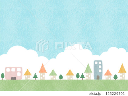 街並み　風景　背景　イラスト 123229301