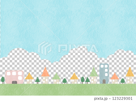 街並み　風景　背景　イラスト 123229301