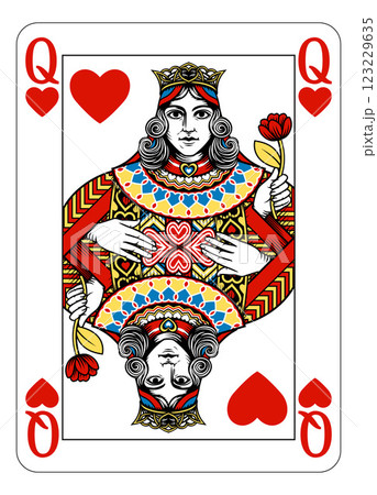 Queen of Hearts Design from Deck of Playing Cards 123229635