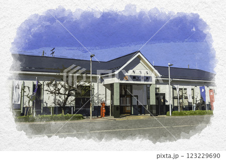 水彩画風 関ケ原 JR関ヶ原駅 岐阜県関ケ原町 水彩画風 関ケ原 JR関ヶ原駅 岐阜県関ケ原町 123229690