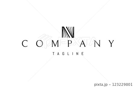 Vector logo with an abstract image of two open books in the shape of the letter N. 123229801