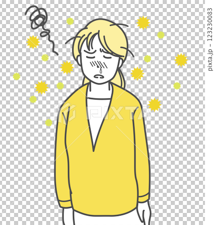 一名婦女因花粉症而鼻塞的插圖 123230083