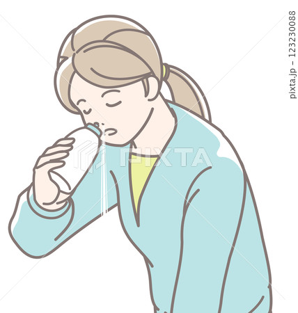 鼻うがいをする女性のイラスト 123230088