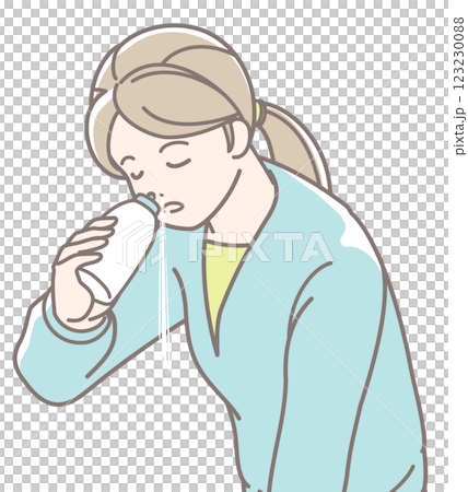 鼻うがいをする女性のイラスト 123230088
