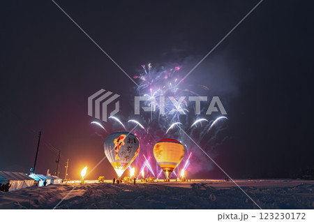 夜空に浮かぶバルーン (おぢや風船一揆 グローバルーンフェスティバル) 夜空に浮かぶバルーン (おぢや風船一揆 グローバルーンフェスティバル) 123230172