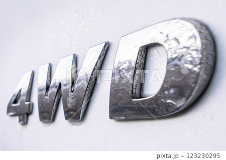 The 4WD Badge prominently displayed on the vehicle signifies its exceptional allterrain capability 123230295