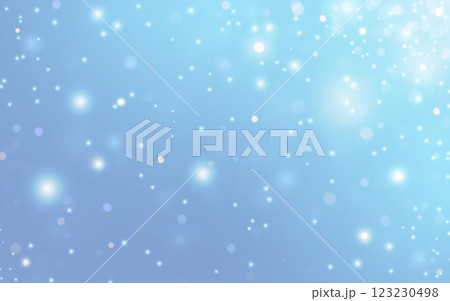 Soft Blue Bokeh with Twinkling Light Particles. Dreamy Sky Glow with Floating Sparkles 123230498