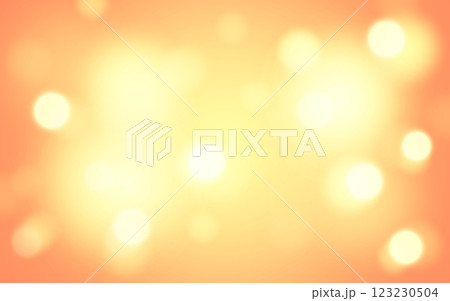 Golden Orange Bokeh Light Background with Warm Glow. Soft Blurred Abstract Circles in Radiant Sunset 123230504