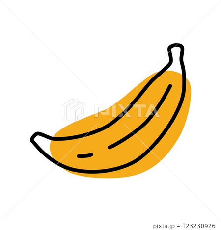 Banana doodle icon hand drawn with thin line and colorful blob 123230926