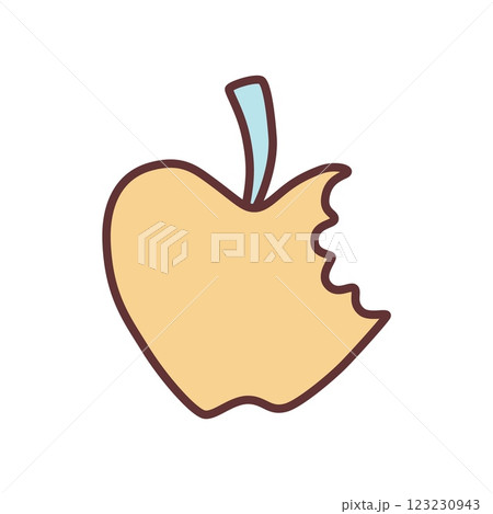 Apple doodle icon hand drawn with thin line in minimalistic style and colored 123230943