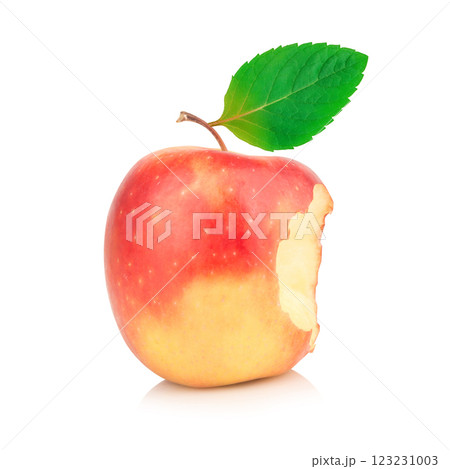apple peel bite isolated on white background 123231003