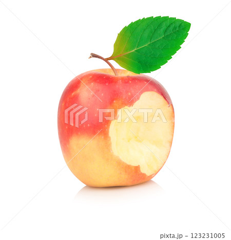 apple peel bite isolated on white background 123231005