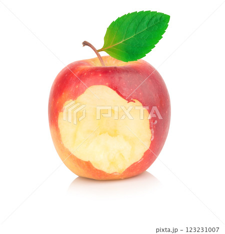 apple peel bite isolated on white background 123231007