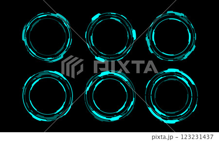 Set of sci fi blue circle user interface elements technology futuristic design modern creative on black background vector Set of sci fi blue circle user interface elements technology futuristic design modern creative on black background vector 123231437