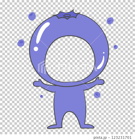 Illustration of a blueberry costume with a face cutout Illustration of a blueberry costume with a face cutout 123231701