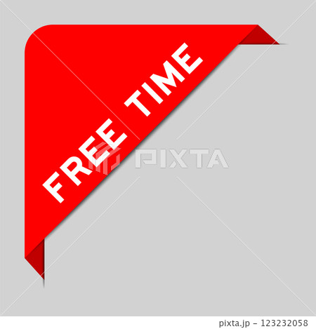 Red color of corner label banner with word free time on gray background 123232058