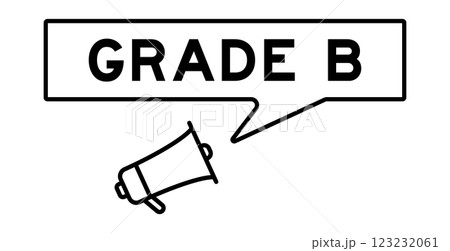 Megaphone icon with speech bubble in word grade B on white background Megaphone icon with speech bubble in word grade B on white background 123232061