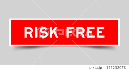 Square sticker label with word risk free in red color on gray background 123232078