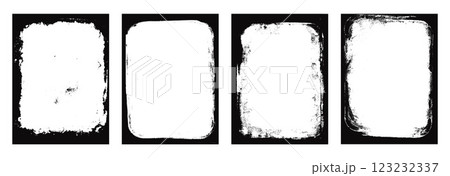 Grunge frames set templates. Ink paint border with rough edges for poster and banner. Retro textured overlays. Rectangular old black abstract flyer backgrounds. Vector design illustration. Grunge frames set templates. Ink paint border with rough edges for poster and banner. Retro textured overlays. Rectangular old black abstract flyer backgrounds. Vector design illustration. 123232337