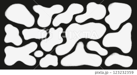 Liquid organic shapes set. Irregular bacteria silhouette figures. Abstract grainy noise fluid. Uneven shape splashes. Wavy blob stains. Curvy drops. Vector hand drawn chalk background illustration Liquid organic shapes set. Irregular bacteria silhouette figures. Abstract grainy noise fluid. Uneven shape splashes. Wavy blob stains. Curvy drops. Vector hand drawn chalk background illustration 123232359