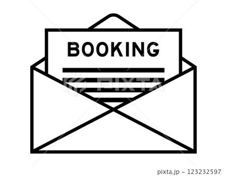 Envelope and letter sign with word booking as the headline Envelope and letter sign with word booking as the headline 123232597