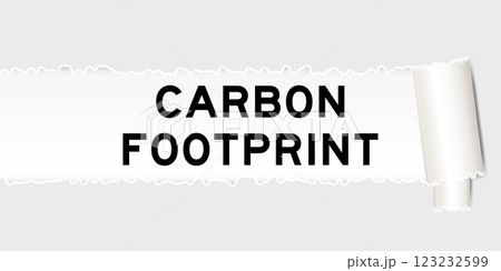 Ripped gray paper background that have word carbon footprint under torn part 123232599