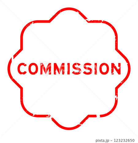 Grunge red comission word rubber seal stamp on white background 123232650