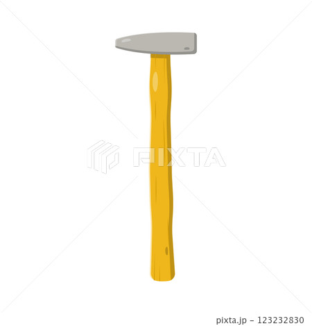 Wooden Sledge Hammer Flat Illustration. Clean Icon Design Element on Isolated White Background 123232830