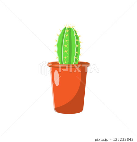 Cactus in Vase Flat Illustration. Clean Icon Design Element on Isolated White Background Cactus in Vase Flat Illustration. Clean Icon Design Element on Isolated White Background 123232842