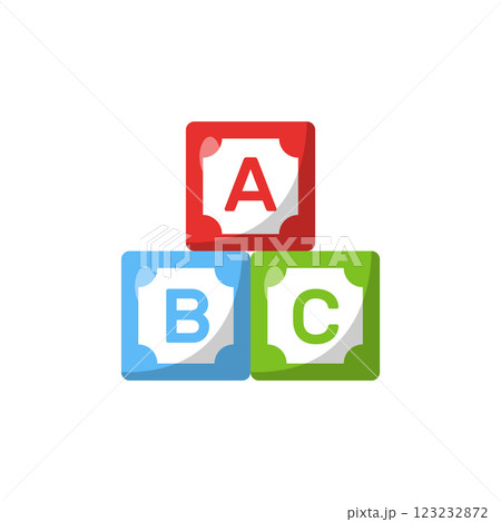 ABC Alphabet Blocks Flat Illustration. Clean Icon Design Element on Isolated White Background ABC Alphabet Blocks Flat Illustration. Clean Icon Design Element on Isolated White Background 123232872