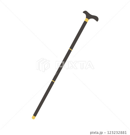 Gentleman Cane Flat Illustration. Clean Icon Design Element on Isolated White Background Gentleman Cane Flat Illustration. Clean Icon Design Element on Isolated White Background 123232881